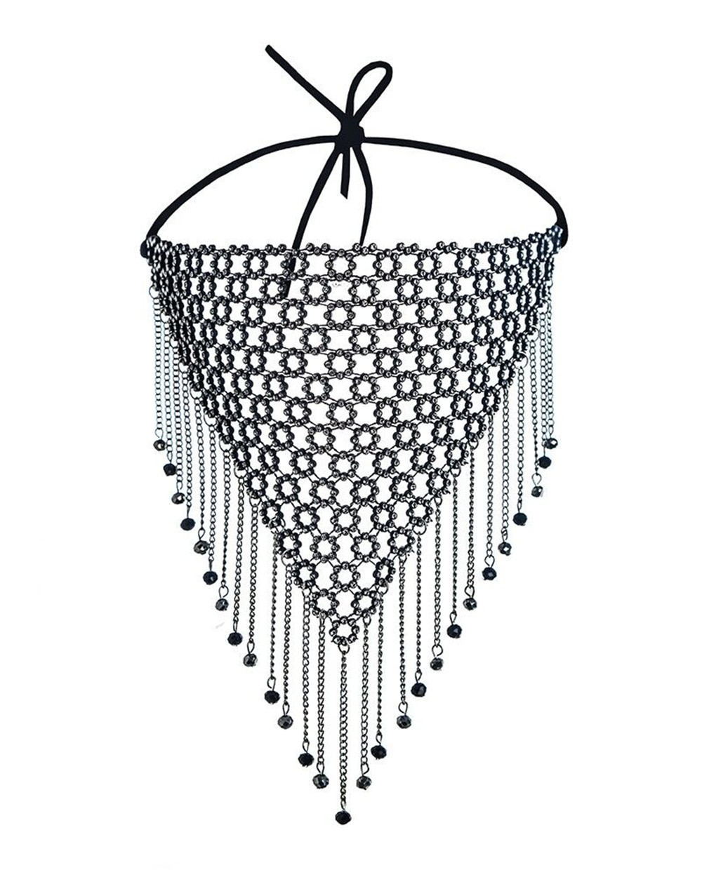 Rhinestone Party Mask Sparkly Crystal Face Mask with Hanging Chains